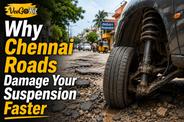 Vehicle suspension inspection during doorstep car service in Chennai